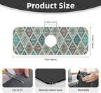 Teal And Brown Boho Style Kitchen Sink Splash Guard Faucet Mat Super Absorbent - Image 2