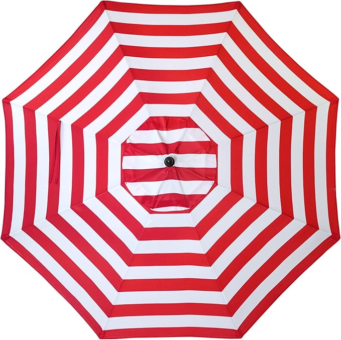 Sunnyglade 9' Patio Umbrella Outdoor Table Umbrella with 8 Sturdy Ribs (Red and White) - Image 7