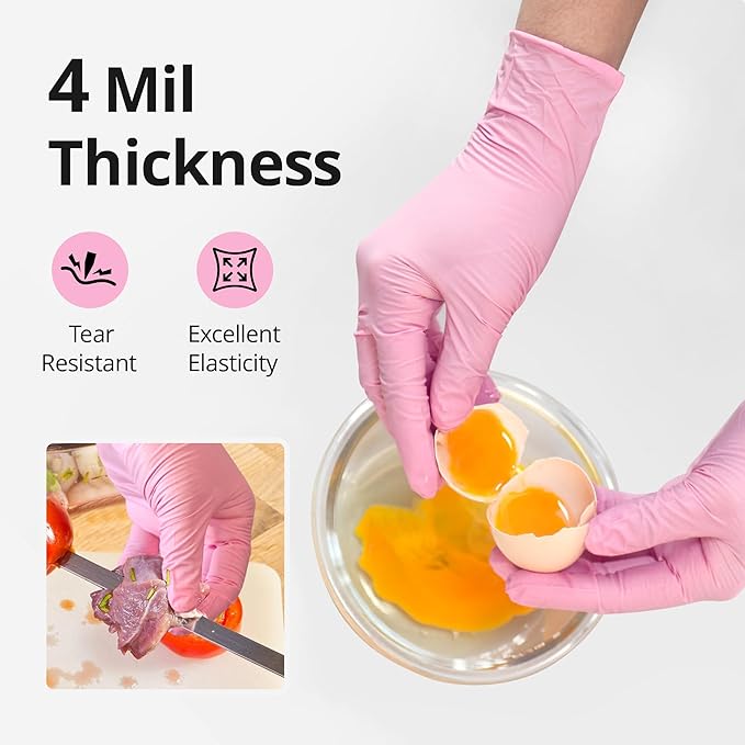 Nitrile Exam Gloves, 4 Mil, Cherry Blossom, Food Safe Gloves Disposable Latex - Image 3