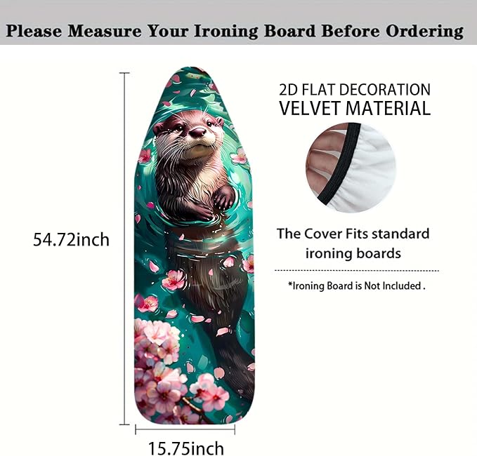 Nuxovilar Otter with Cherry Blossoms Ironing Board Cover, This Cover Fits Most - Image 4