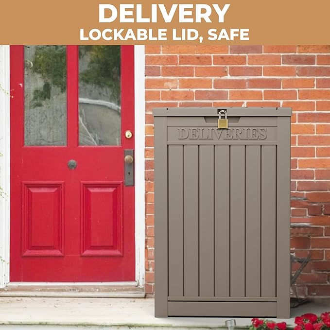 55 Gallon Package Delivery Box for Outside,Weather Resistant UV Protection Resin Outdoor Storage Parcel Box for Porches, Front Door,Balconies,Garages - Image 6