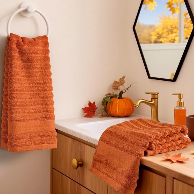 Jacquotha Orange Hand Towels Set of 2 - Image 3