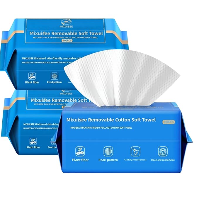 Disposable face towel, MIXUISEE thick and soft face towels, 100% cotton face by MIXUISEESkincareFlagshipSto