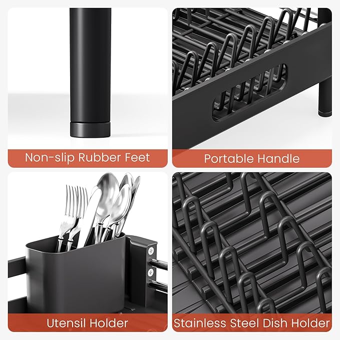 TOOLF Dish Drying Rack with Drainboard, Extendable Dish Rack - Image 5