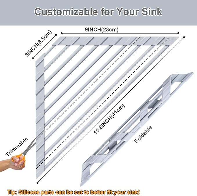 Triangular Sink Rack, Foldable Sink Drying mat, Heat-Resistant, and Rust-Proof - Image 2