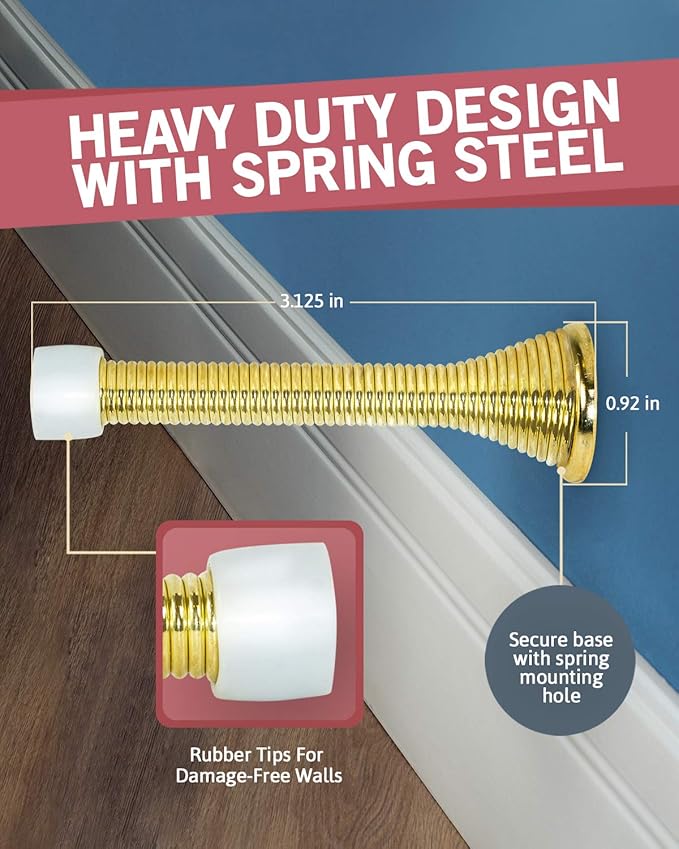 Jack N’ Drill Spring Door Stopper 15 Pack | Flexible Heavy Duty Door Stop - Image 5