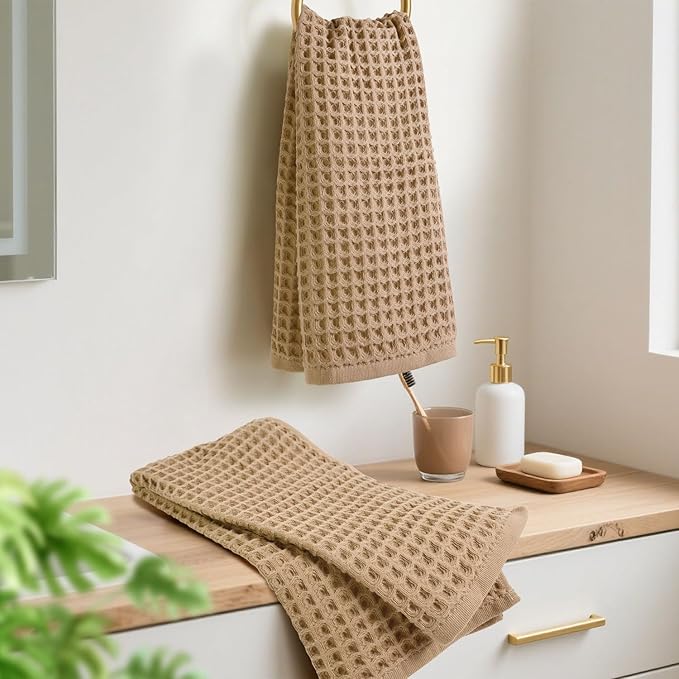 Jacquotha Waffle Bathroom Hand Towels 2-Piece – Cotton, Lightweight, Lint Free - Image 3