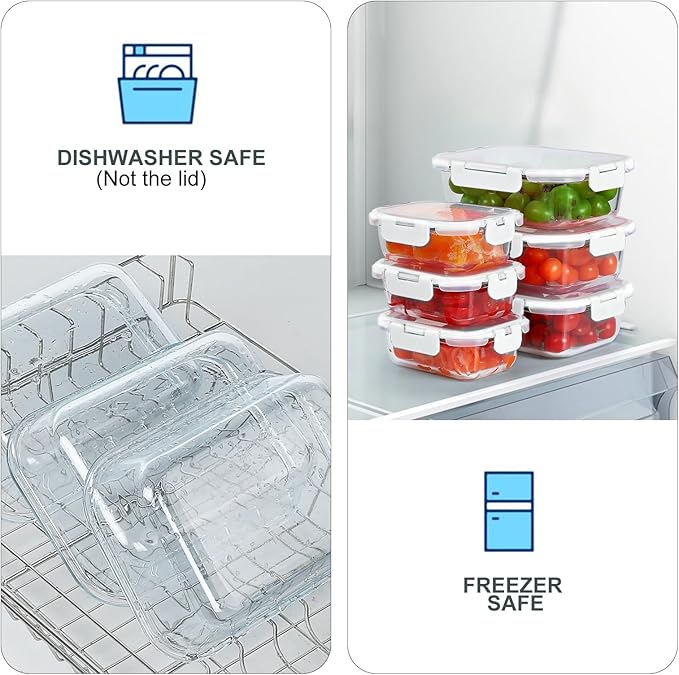 KOMUEE 10 Pack Glass Food Storage Containers, Meal Prep Containers - Image 3