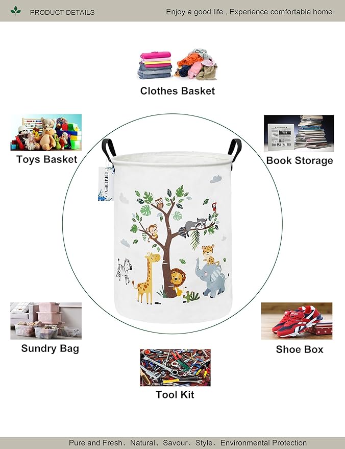 Round waterproof laundry basket, foldable storage basket, laundry Hampers - Image 3