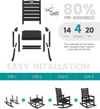 SERWALL Outdoor Rocking Chair Set of 2, Oversized Rocking Chair with Footboard for Adults, HDPE All Weather Resistant Rocking Chairs for Patio, 350lbs Weight Capacity, Black - Image 8