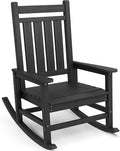 SERWALL Oversized Rocking Chair, Outdoor Rocking Chair for Adults, All Weather Resistant Porch Rocker for Lawn Garden, Black by SERWALL