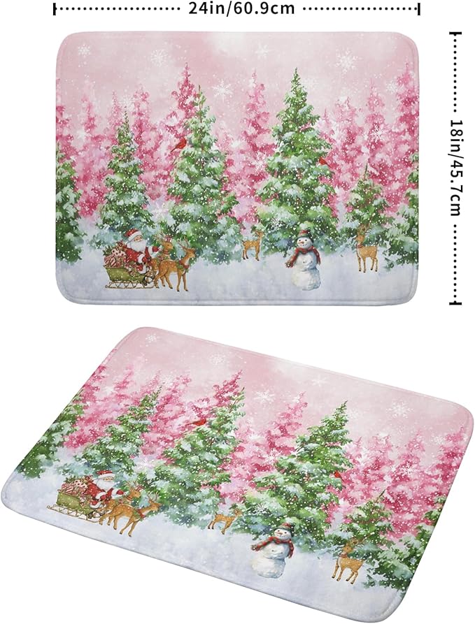 Winter Dish Drying Mats for Kitchen Counter Watercolor Forest Decoration Coffee - Image 2