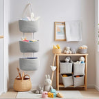 Hanging Baskets for Organizing, 3-Tier Woven Cotton Over the Door/Wall-Mounted - Image 2