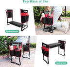 TomCare Garden Kneeler Seat Garden Bench Garden Stools Foldable Stool with Tool Bag Pouch EVA Foam Pad Outdoor Portable Kneeler Christmas Gardening Gifts for Women Men,Large 21.65"x10.62"x18.89",Black - Image 3