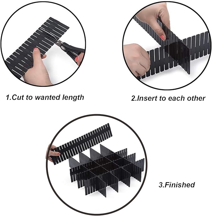 Onerbuy 8pcs Adjustable Grid Drawer Dividers DIY Plastic Closet Separator Tidy - Image 3