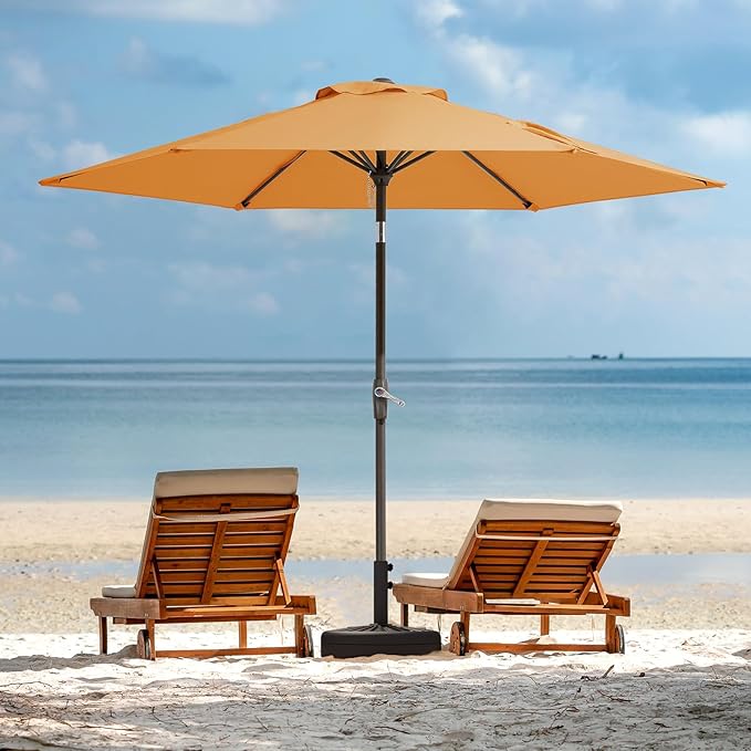 JEAREY 7.5FT Patio Umbrella Market Table Umbrella with 6 Sturdy Ribs, Push Button Tilt/Crank Outdoor Umbrella for Garden, Deck, Backyard, Pool and Beach,Tropical Orange - Image 5