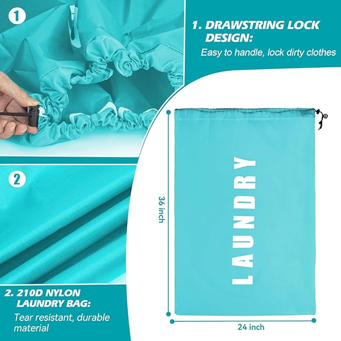 Laundry Bag, 2 Pack Travel Laundry Bags - Image 3