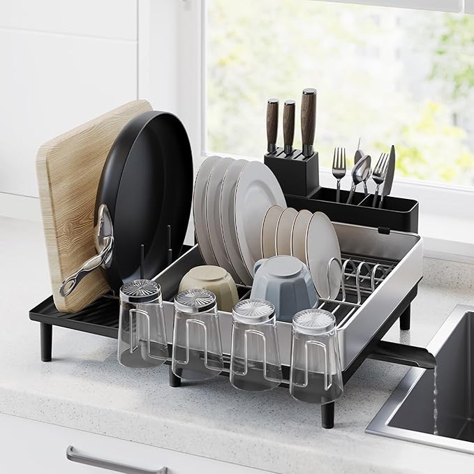 SONGMICS Large Dish Drying Rack, Expandable Dish Dryer by SONGMICSbySONGMICSHOME