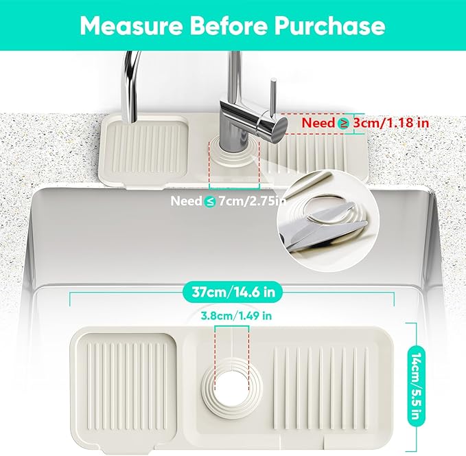 14.6 inch Faucet Mat for Kitchen Sink Faucet Mat Kitchen Sink Splash Guard - Image 2