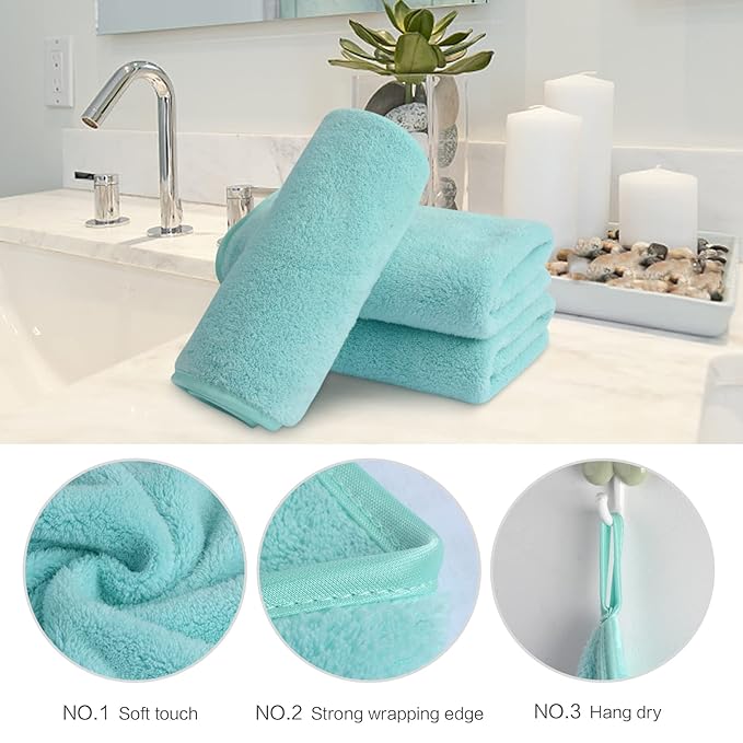 SINLAND Absorbent Coral Velvet Washcloth Ultra Soft Microfiber Face Towels 12 x - Image 3