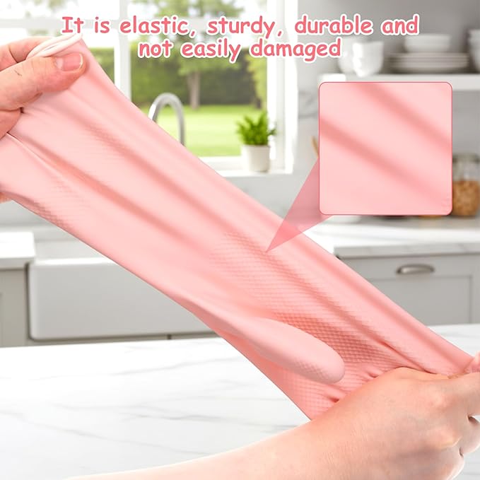 Gloves Washing Dishes, Reusable Rubber Dishwashing Gloves Waterproof Long - Image 4