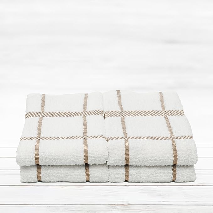 100% Cotton Terry Dish Towels, 4 Pack Checks, 16 x26 Inches, Super Soft and - Image 5
