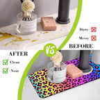 Sink Faucet Absorbing Mat Rainbow Colored Leopard Print Sink Splash Guard - Image 6