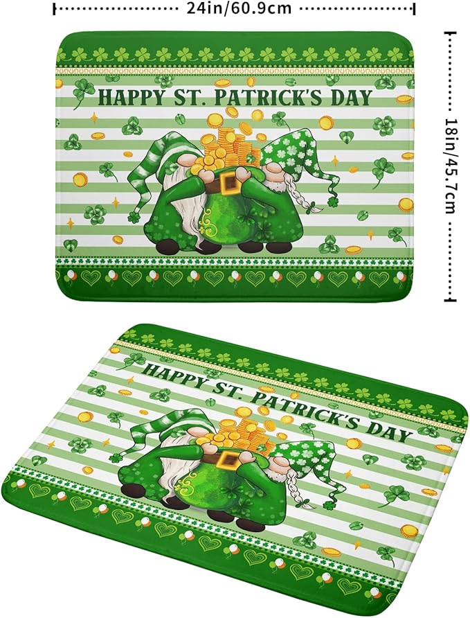 Shamrock Gnome Dish Drying Mat Coin Clover Dishes Fast Dry Mat 18x24 inch - Image 2