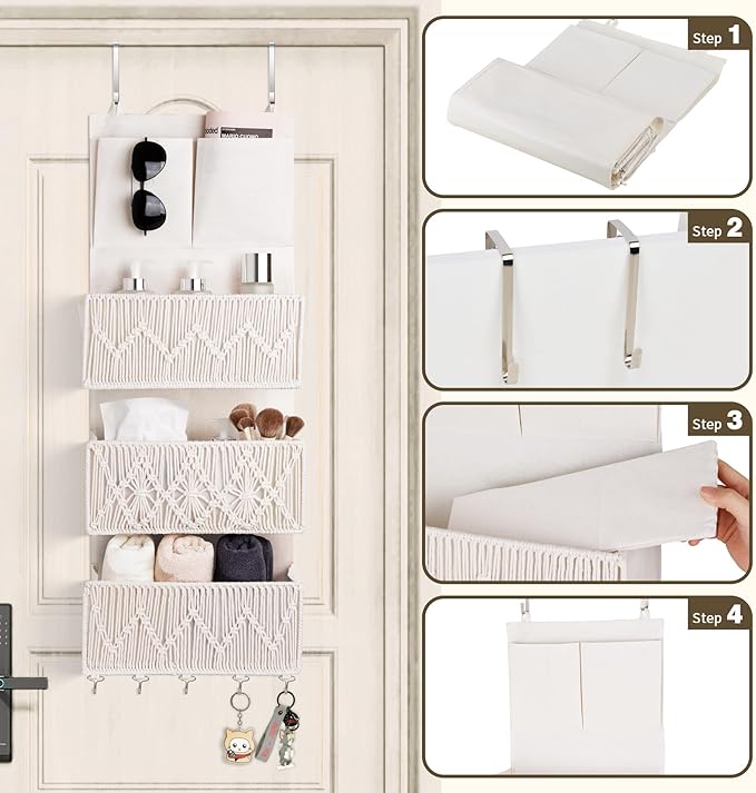 ANTIS'S HOME Over The Door Organizer Boho Bedroom Decor Nursery Storage - Image 8