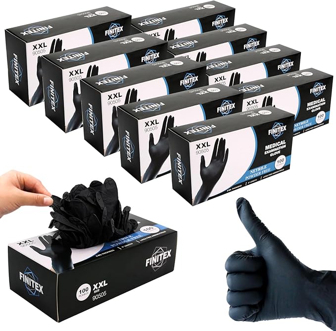 FINITEX Black Nitrile Disposable Medical Exam Gloves by FINITEX