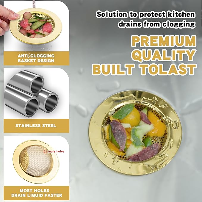 RQYEKDO 3-Pack Kitchen Sink Strainer Stainless Steel - Image 2