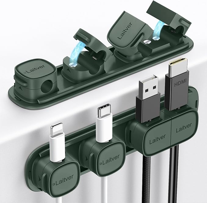 6 Pack Magnetic Cable Clips, Laitver Cord Organizer Holder Strong Adhesive Desk by Unknown