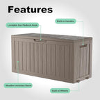 75 Gallon Waterproof Outdoor Storage Box,Resin Deck Box,Lockable Outside Storage Box Container for Patio Furniure,Garden,Pool Tools (75 Gallon,Grey) - Image 3
