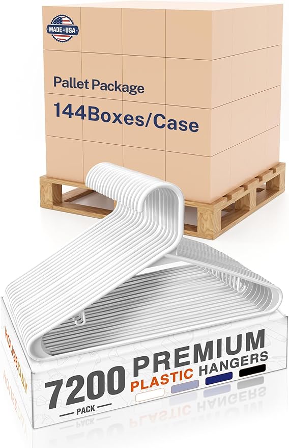 HOUSE DAY Made in USA 7200 Pack 16 Inch Plastic Hangers Bulk, Pallet Package by HOUSEDAY