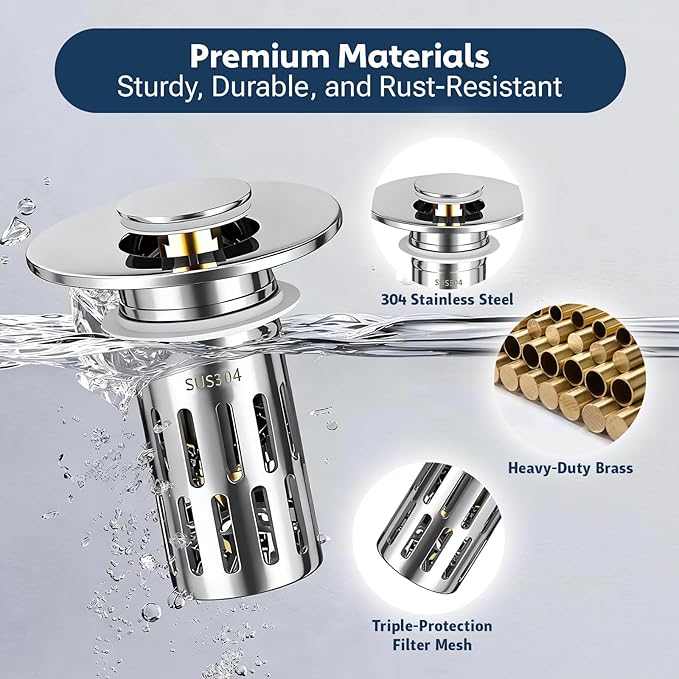 2 Pack Bathroom Sink Drain Strainer, Universal Sink Stopper - Image 4