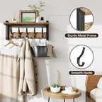 Coat Rack Wall Mount with Shelf, 17.1 Inch Coat Hanger, Entryway Wall Key Holder - Image 5