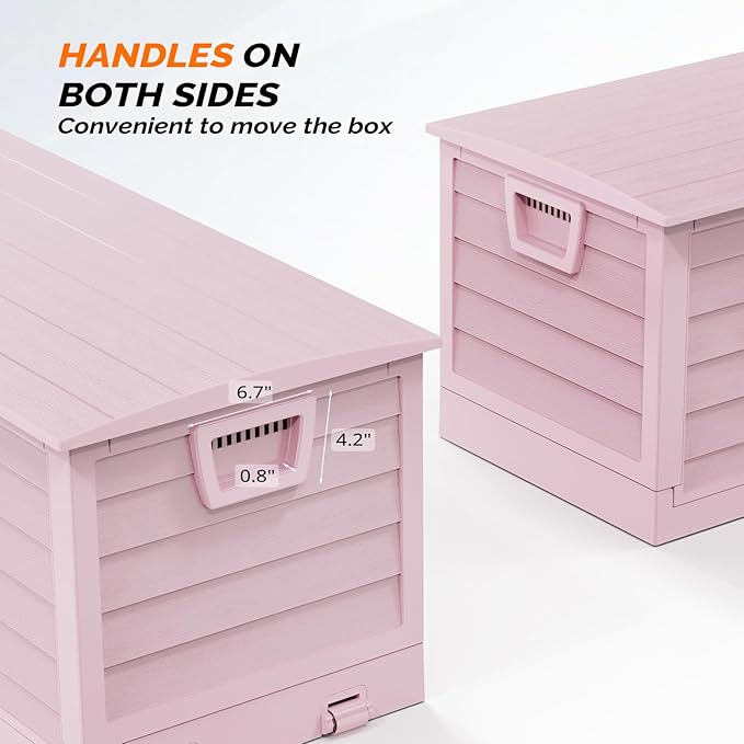 VINGLI 75 Gallon Collapsible Outdoor Storage Box, Simple-to-assemble Plastic Storage Containers with Lid, Patio Deck Box Furniture for Garden, Pool, Balcony, Yard (Pink) - Image 5