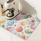 Easter Dish Drying Mat for Kitchen Counter Colorful Easter Eggs Floral Pattern - Image 7