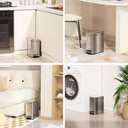 Small Bathroom Trash Can with Soft-Close Lid, 6L/1.6 Gal Stainless Steel Slim - Image 4