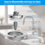 Hibbent 3 in 1 Kitchen Sink Drain Strainer, Stainless Steel Wrapped Shell Drain - Image 6