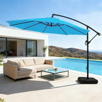 wikiwiki 10ft Patio Umbrella with Base Included, Outdoor Offset Cantilever Umbrella with Sandbag Base for Backyard, Garden and Pool, Easy to Tilt and Crank, Sky Blue - Image 9