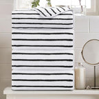 4 Pcs Black White Cabana Stripe Large Bath Towels 35"x70" Oversized Bath Sheet by Oliven