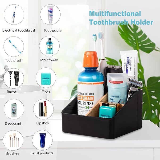 Toothbrush Holder for Bathrooms, 5 Slots Tooth Brush Holder - Image 3