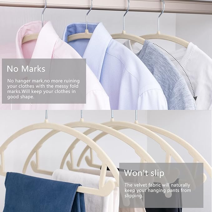 MIZGI Premium Velvet Hangers 50 Pack Heavyduty- Non Slip No Shoulder Bump Suit - Image 5