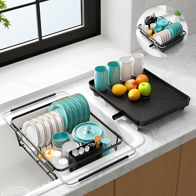 Extendable Dish Drying Rack Over Sink by Sakugi