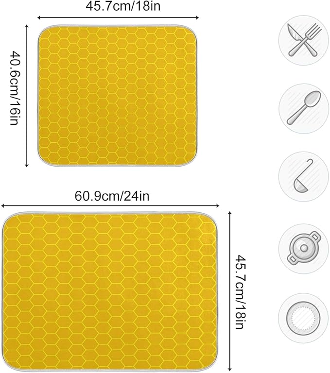 ALAZA Yellow Honeycomb Hexagon Dish Drying Mat - Image 3