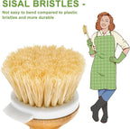 SUBEKYU Bamboo Dish Brush, Kitchen Dish Scrubber Brush, Natural Wooden - Image 2