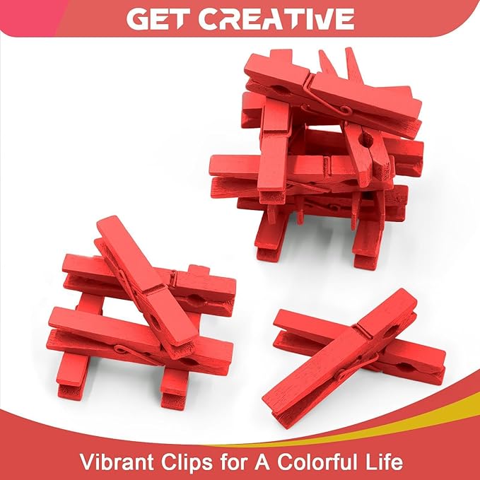 100 Pcs Colored Clothes Pins Wooden, Clothing Pins - Image 5