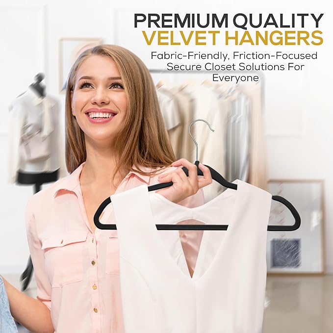 Premium Velvet Hangers 30 Pack Ultra Thin Non Slip Adult Felt Space Saving Suit - Image 4
