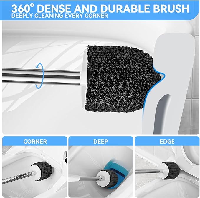 TRENTI Toilet Brush, Toilet Brush and Holder Set, Bristles Toilet Bowl Brush - Image 3